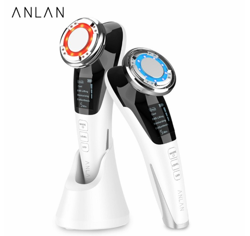 ANLAN EMS Light Therapy Facial Massager Hot/Cold Compress Sonic Vibration Wrinkle Remover Skin Care