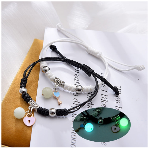 2Pcs Glow in the Dark Luminous Bracelet For Women Adjustable Fashion Women Men Couple Bracelet Best Friends Bracelets B17