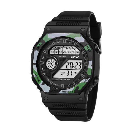 TPW Top Brands Digital Mens Waterproof Electronic WristWatches Fashion PU Band Sports Watch CAMOUFLAGE