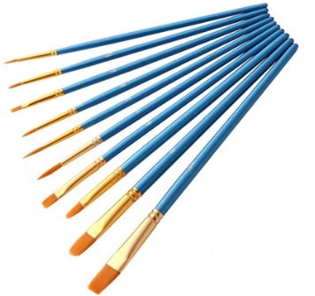 SeamiArt 10 Pcs. Set Different Shape Nylon Hair Painting Brush For Watercolor Oil Acrylic Gouache Paint