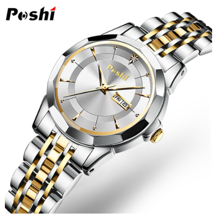 POSHI Women Watch Waterproof Luminous Stainless Steel Watch Fashion Elegant Ladies Quartz Wrist Watch Woman Casual Watch SILVER GOLD WHITE