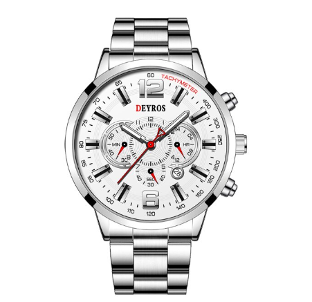 Fashion Mens Sports Watches Men Stainless Steel Quartz Wrist Watch Calendar Luminous Clock Man Business Casual Leather Watch 13