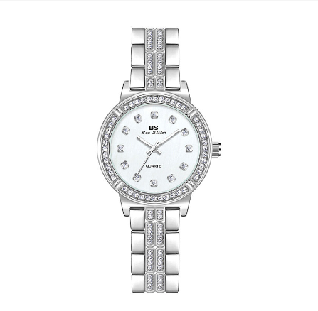 BS Bee Sister Ladies Fashion Casual Watch Top Brand Korean Version Full Rhinestone Noble And Shine Stainless Steel Watches Diamond Women Watch SILVER