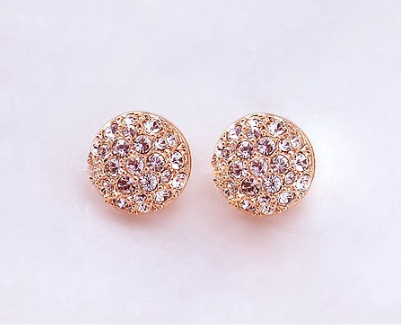 Korean Fashion Women Elegant Full Rhinestone Stud Earrings