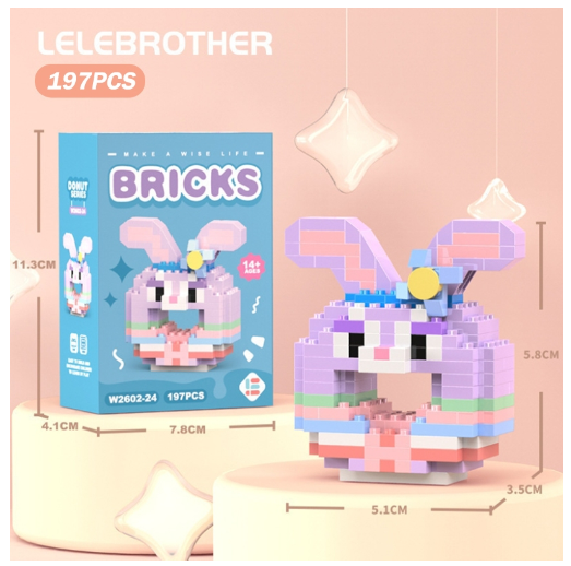 Lboyu Cute Cartoon Donut Building Block Ornaments Compatible with Lego Children's Toys M32