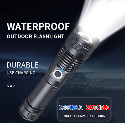 Flashlight Rechargeable Super Bright USB Portable Camping Flashlight Waterproof Outdoor Searchlight