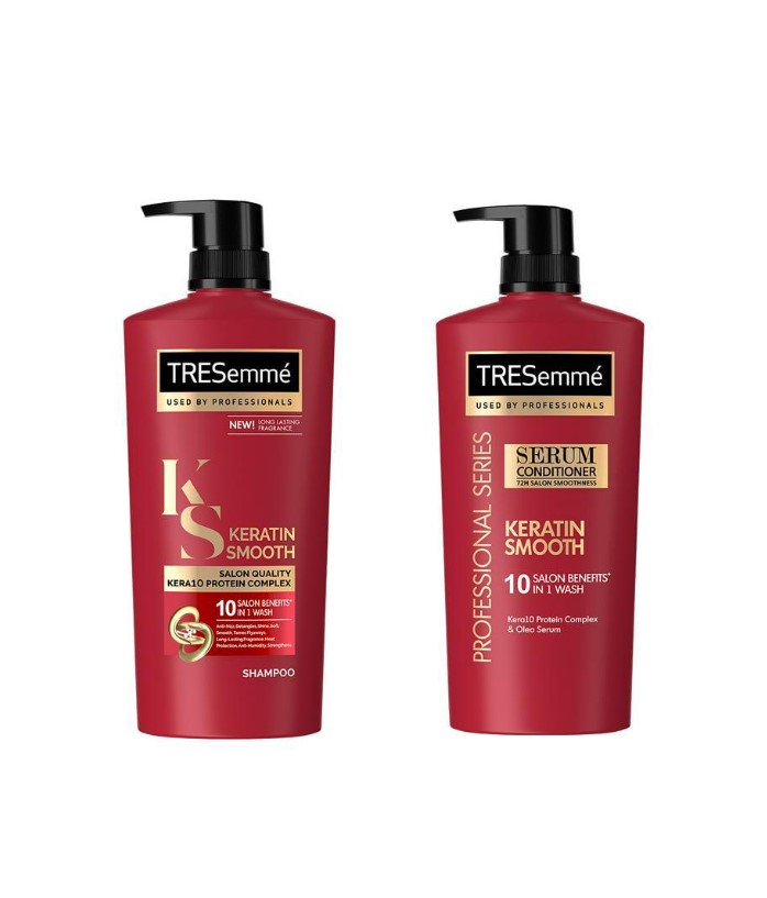 Tresemme Keratin Smooth Anti Frizz Shampoo 620ml plus Serum Hair Conditioner 650ml  BUNDLE OF 2