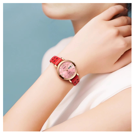 Seno Quartz Watches for Women Wristwatch Waterproof Calendar Stainless Steel Elegant Ladies Watch Female PINK LEATHER