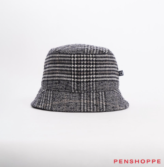 Penshoppe Houndstooth Bucket Hat For Women Black