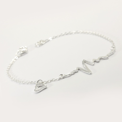 Silver W179 Italy 925 Heartbeat Ladies Bracelet