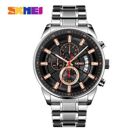 SKMEI Fashion Sports Quartz Watch Men 9285  SILVER BLACK