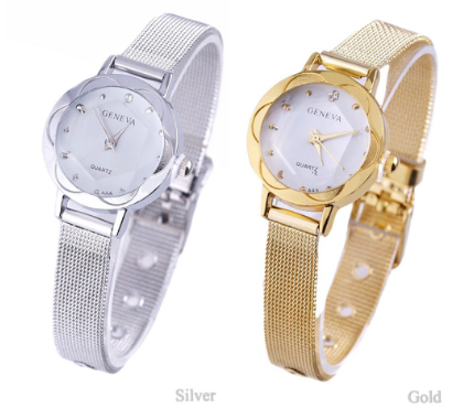 Women Diamond Gold Silver Steel Watch
