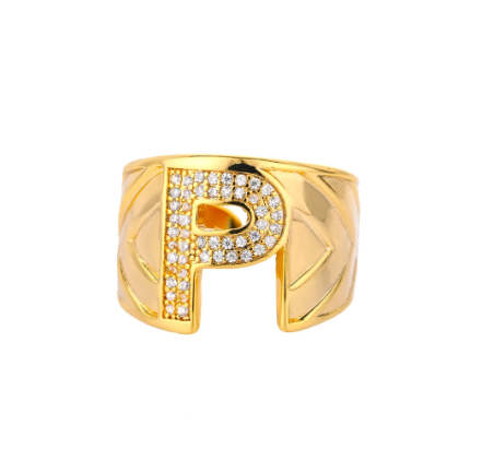 Fashion Initial Letter Rings For Women Finger Adjustable A-Z Alphabet Ring Jewelry P
