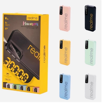 New REALME 30000mah Power Bank Slim With LED Dual USB Digital Display Portable External RMA-130