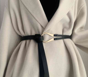 Gold U Shape Buckle Belt Women PU Leather Belt Black Knot Long Wiastband For Coat Accessories