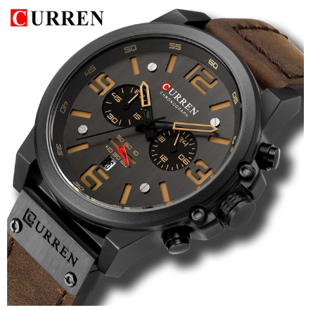 Curren Top Luxury Brand Military Leather Men's Waterproof Sports Quartz Chronograph Watch Date Fashion Casual 8314X M2