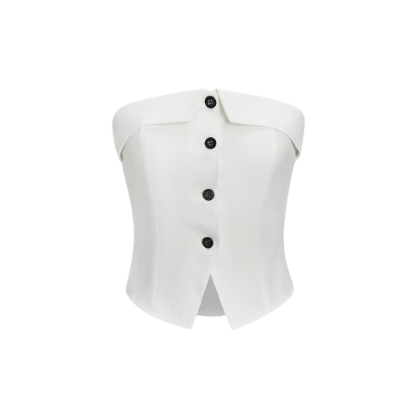 Lovito Women Button Tank Top L67AD036 (White)