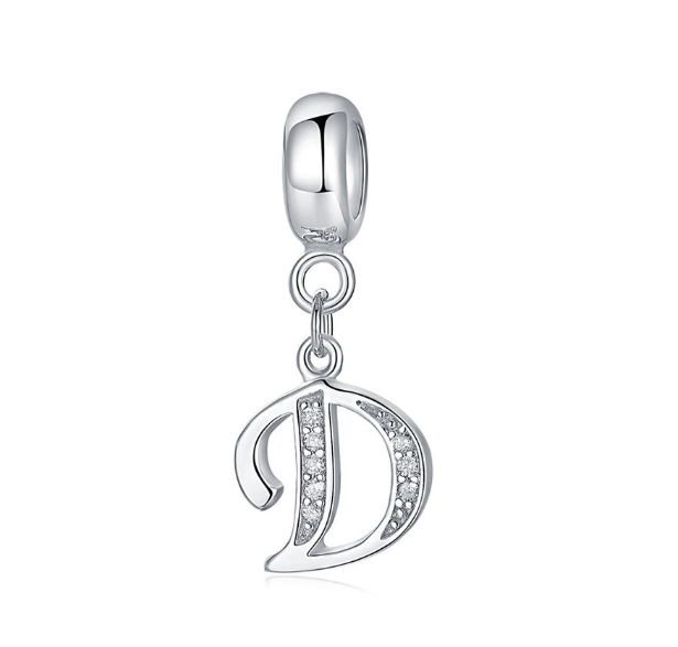 Pandora Letter Charm 925 Silver 26 Letters Diamond Charms Bracelet Pendant D