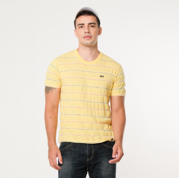 Lee Men's Stripes Tee in A.Gold/White