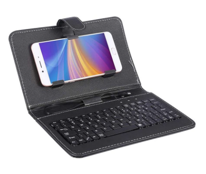 General Wired Keyboard Flip Holster Case For Android Mobile Phone 4.8''-6.8'' (Black)