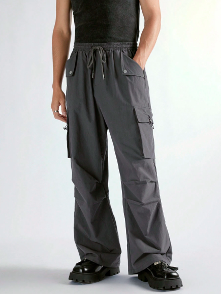 Manfinity UZERO Men's Fashionable Loose Simple Casual Woven Trousers For Everyday Wear