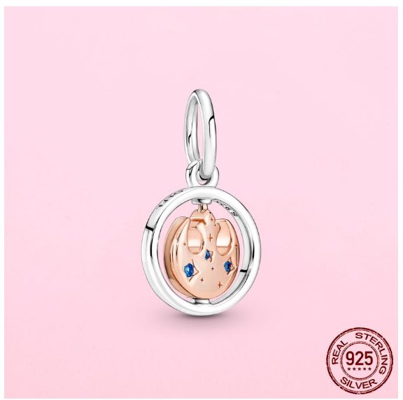 925 Sterling Silver Flamingo Leaf Rose Flower Charm CZ Luxury Pandora Pendant Fit Pandora Bracelet Necklace For Women DIY Making S25