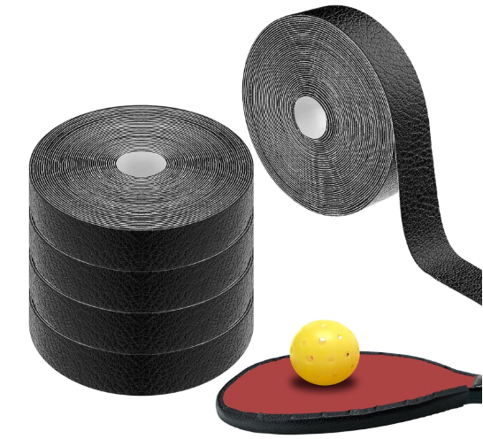 Kathfly 4 Rolls Racquet Head Protection Tape Black Racket Protection Tape Tennis Racket Tape Protects Edge Guard Compatible with Pickleball Paddles Tennis Rackets, Total 20 Meter