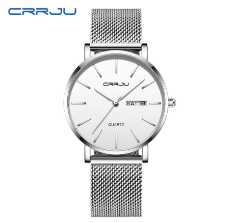 CRRJU women's watches original brand multifunctional fashion luxury analog quartz stainless steel waterproof 2188 X SILVER WHITE