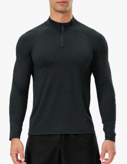 1pc Men's Outdoor Sports Fitness Running Basketball Quick-Drying Breathable Lightweight Skin-Friendly Half-Zip Milk Silk Long-Sleeved T-Shirt