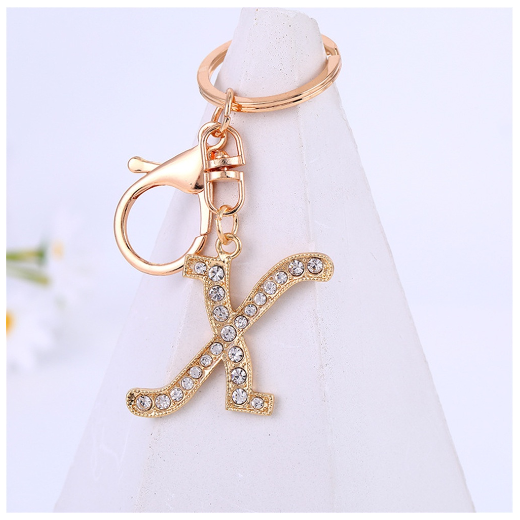 New A-Z 26 Letter Key Chains Stainless Steel Keychain Charm Fashion Accessories Key Ornaments X