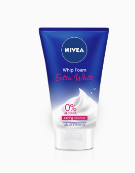 NIVEA Face Whip Foam Extra White 0% Alcohol 50ml Caring Cleanser