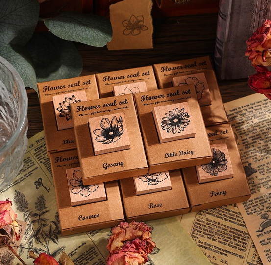 Wood Rubber Stamps Flower Decorative Rubber Stamp Wooden Mounted Stamp For DIY Crafting Scrapbook Letters Diary Card Making