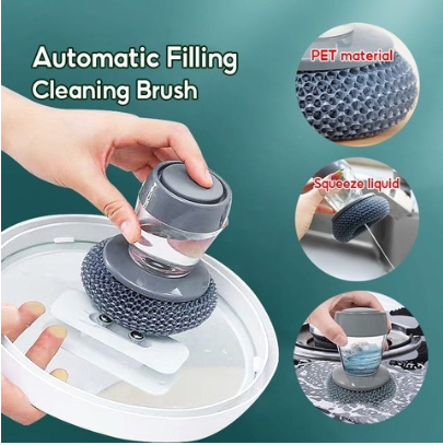 Kitchen Soap Dispensing Palm Brush Washing Liquid Dish Brush Soap Pot Utensils with Dispenser Tools
