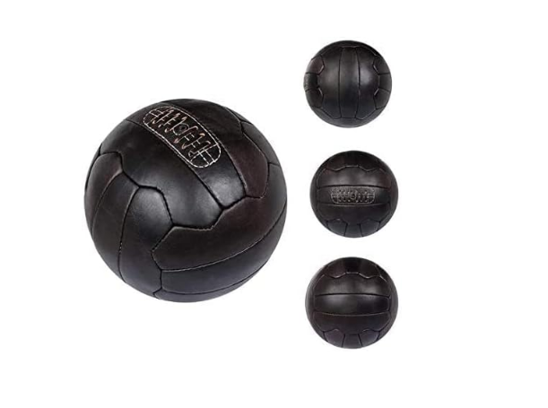 Vintage Soccer Ball - Antique Leather Football - Dark Brown Size 5