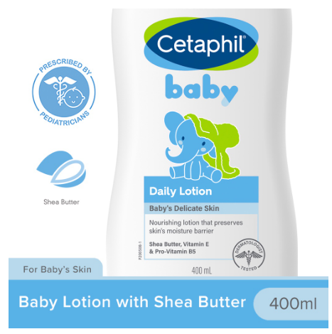 Cetaphil Baby Daily Lotion 400ml (Gentle and Hydrating / with Shea Butter and Sunflower Seed Oil)