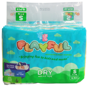 Playful  Baby Diapers Dry  with EZ Tape Small 15's
