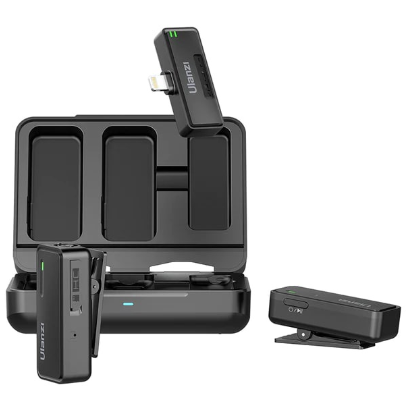 Ulanzi UW-MIC 2-Pcs 2.4GHz Wireless Lavalier Mic System (2 plug Options) (Black) | 3077, 3079
