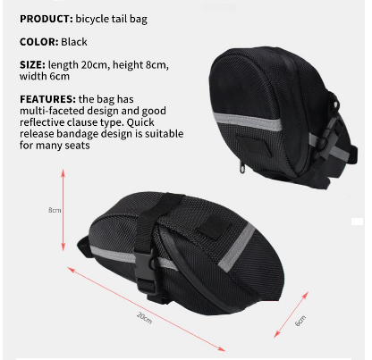 Bike Saddle Bag for MTB Bicycle Bag Waterproof Cycling Tube Bag Reflective Storage Back Pouch Bag