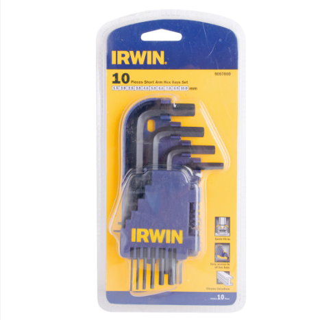 Irwin Hex Allen Key Set Short 10pcs 1.5-10mm