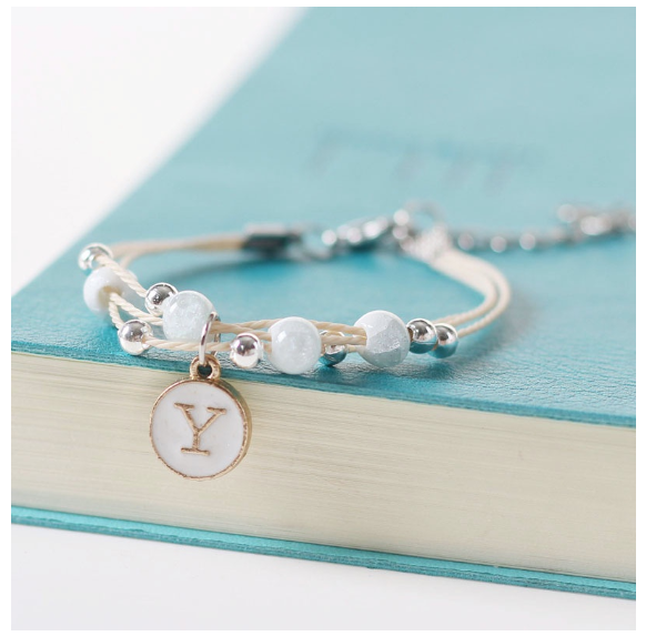 Ceramic beads 26 initials elastic beaded bracelet fashion men and women leisure bracelet lovers bracelet Y