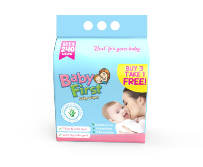 Baby First Wipes 60 Sheets 3+1 Bundle