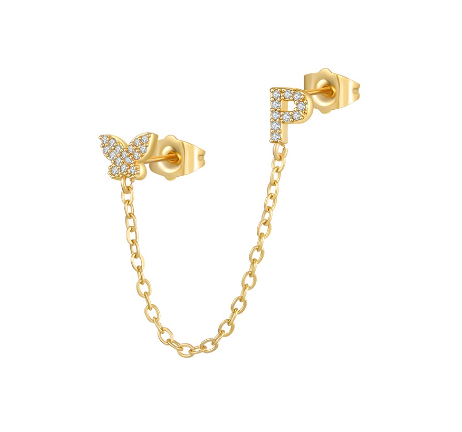 Minimalist Style Fashion Tassel Butterfly Letter Combination Earrings 26 English Letter Earrings Earrings Earrings P