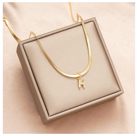 Luxury 18K Gold A-Z Initial Letter Necklace for Women Stainless Steel Snake Zircon Pendant Choker Accessories Jewelry H