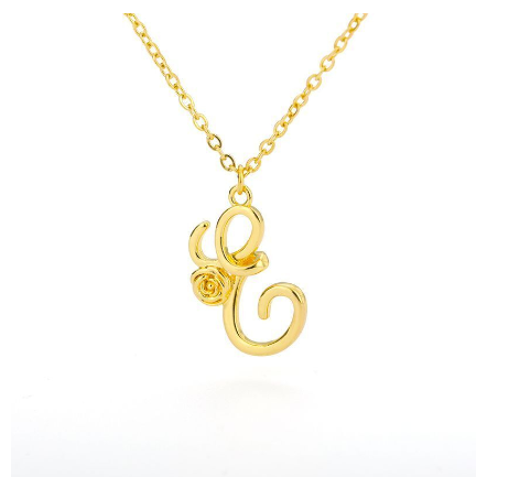 Dainty Gold Letter Necklace Tiny 26 Capital A-Z Pendant Choker Necklace,Cute Personalized Name Necklace Gold Jewelry Necklace E