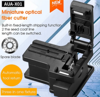 AUA-X01 Automatic 3 IN 1 FTTH Fiber Optic Cable Wire Cutter Tungsten Steel Optical Fiber Cutter Fixed Length Cleaver Tool Cold Joint Fiber Optic Cutter Hand Tool