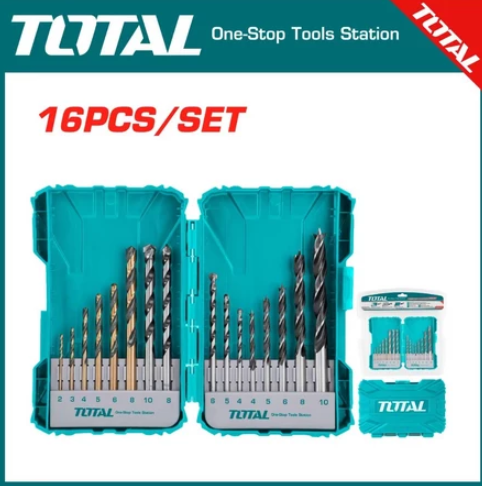 TOTAL 16Pcs Metal Concrete Wood Drill Tools Drill Bit Set TACSDL11601
