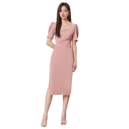 Lovito Elegant Plain Pleated Split Front Dress for Women L74ED382