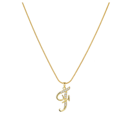 18K Gold Letter Pendant Necklace Retro Snake Chain Choker Diamond Couple Necklaces Jewelry Accessories Gift F