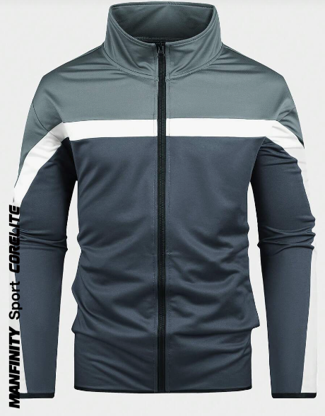 Manfinity Sport Corelite Men's Color-Block Stand Collar Sports Jacket Workout Tops