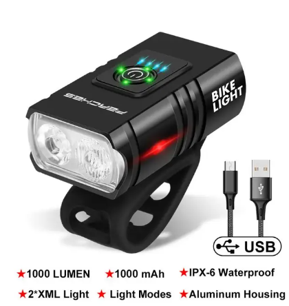 1000Lumen T6 LED Bicycle Light Front Rechargeable Lamp Flashlight MTB Bike Headlight Cycling Flashlight Luz Delantera Bicicleta